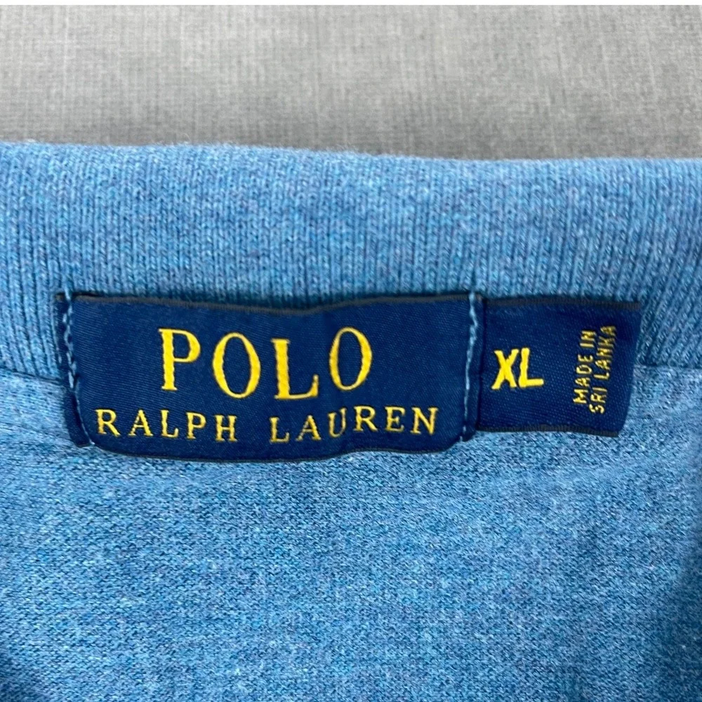 Polo Ralph Lauren Mens XL Blue Long Sleeve Polo Shirt Embroidered Pony Logo